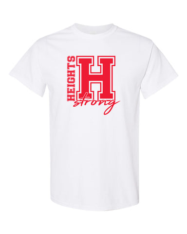 Heights Sport Gray Long Sleeve Tee w/ Heights Pride Design in Red on Front.