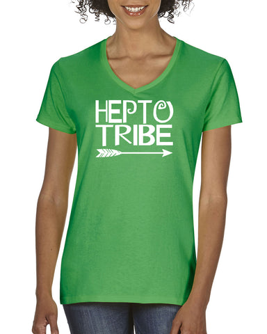 HEPTO Short Sleeve Tee w/ Large Front "Hepto Tribe" in GLITTER Logo on Front.