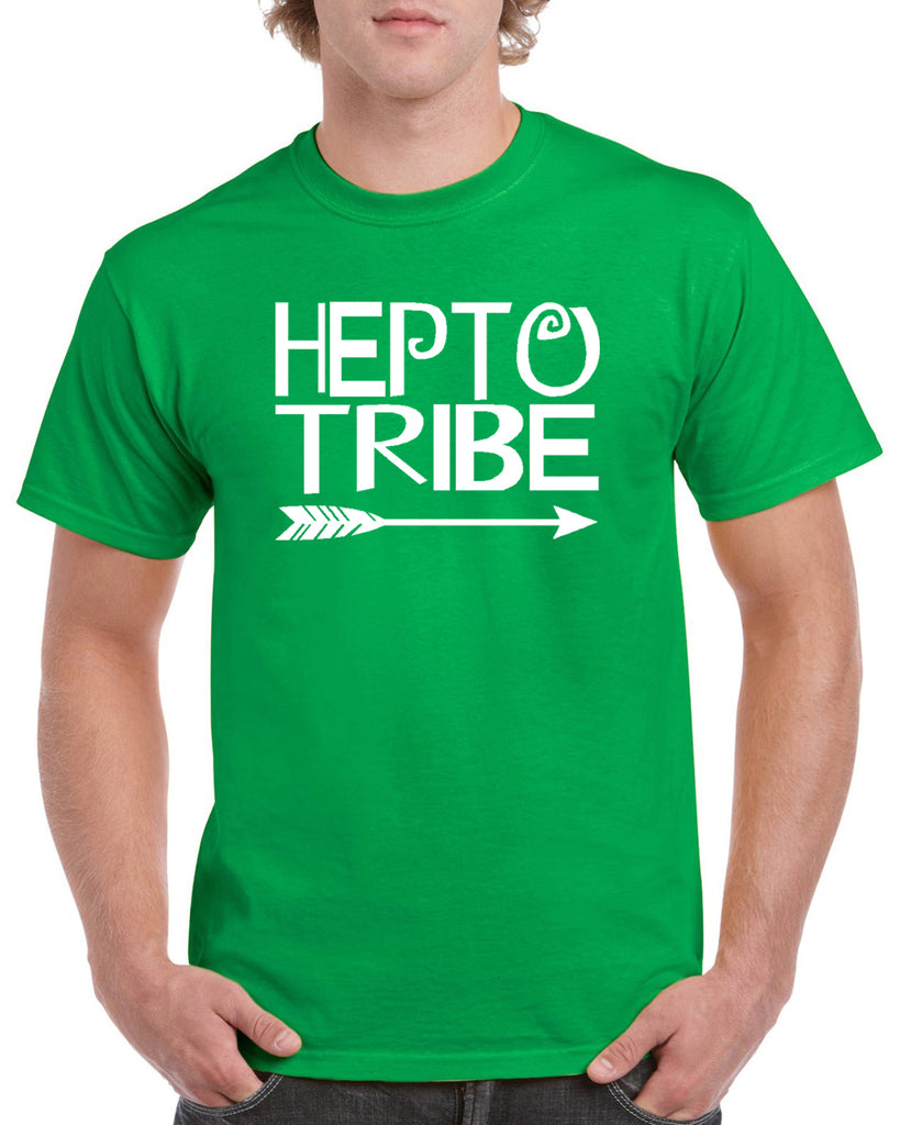 hepto short sleeve tee w/ large front "hepto tribe" logo on front.