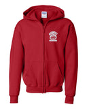 hewitt huskiess red heavy blend™ full-zip hooded sweatshirt - 18600 w/ embroidered logo.