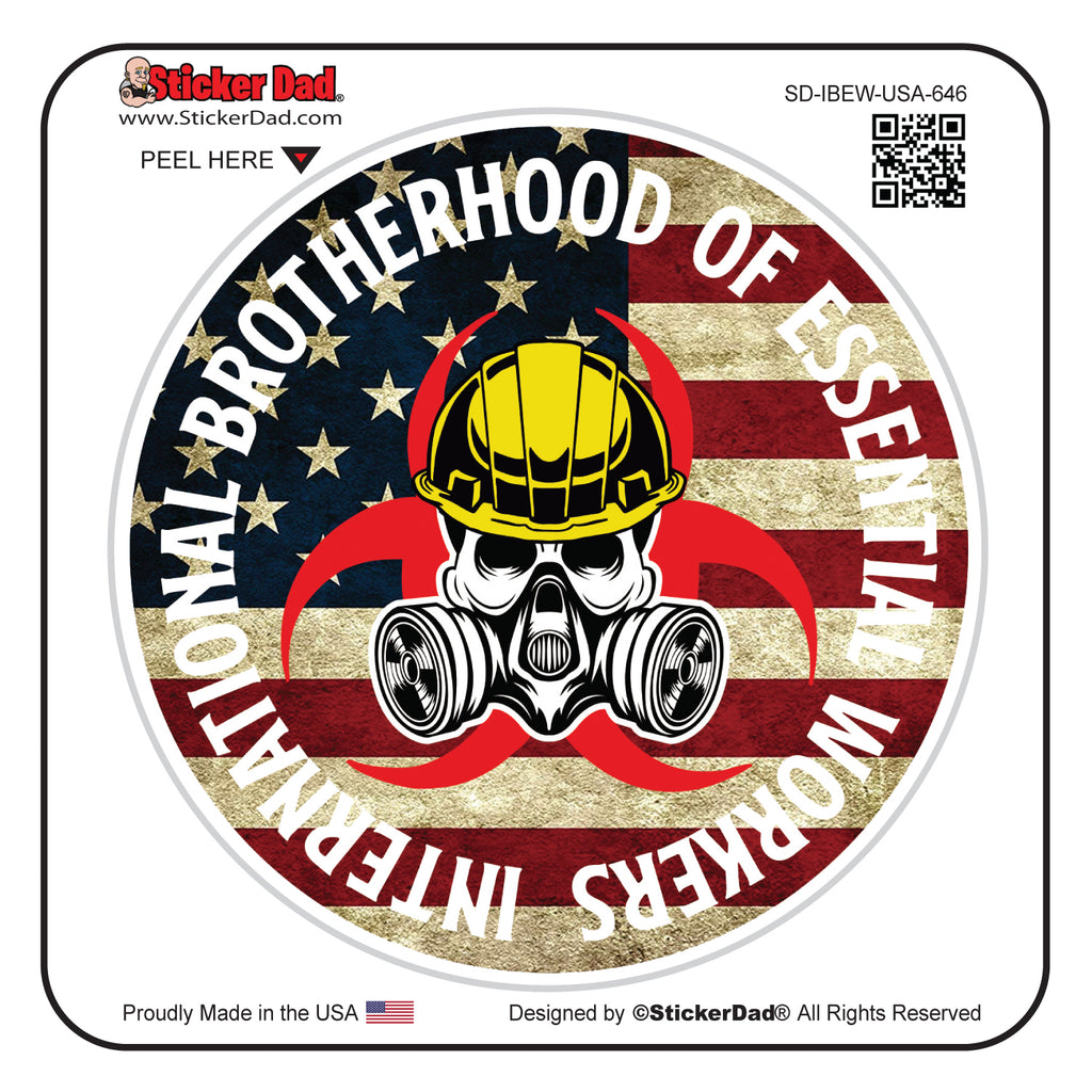 ibew usa - 646 round full color printed sticker decal