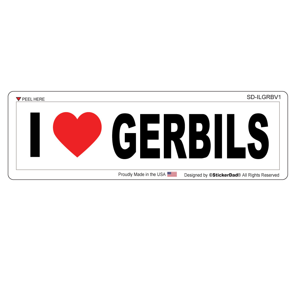 i love gerbils - 8" x 2" full color printed bumper sticker