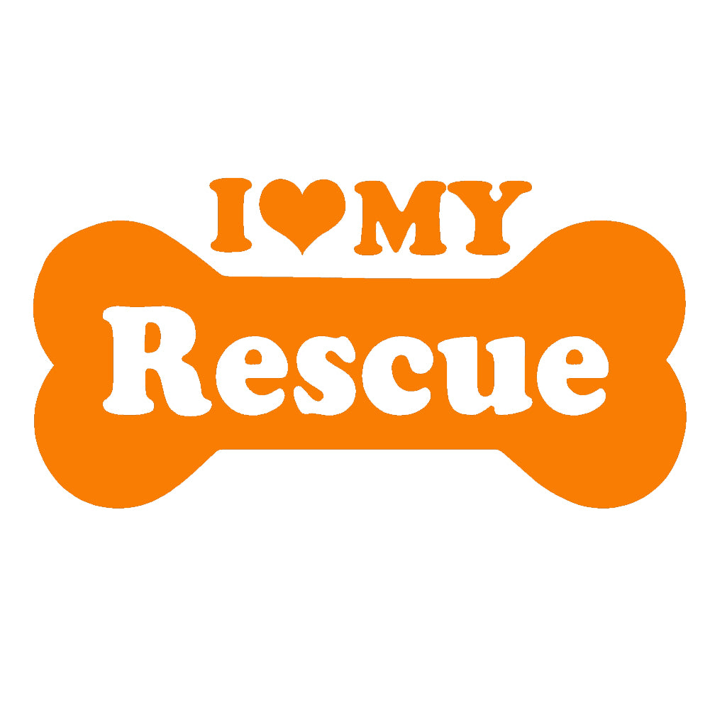 i love my rescue bone single color transfer type decal