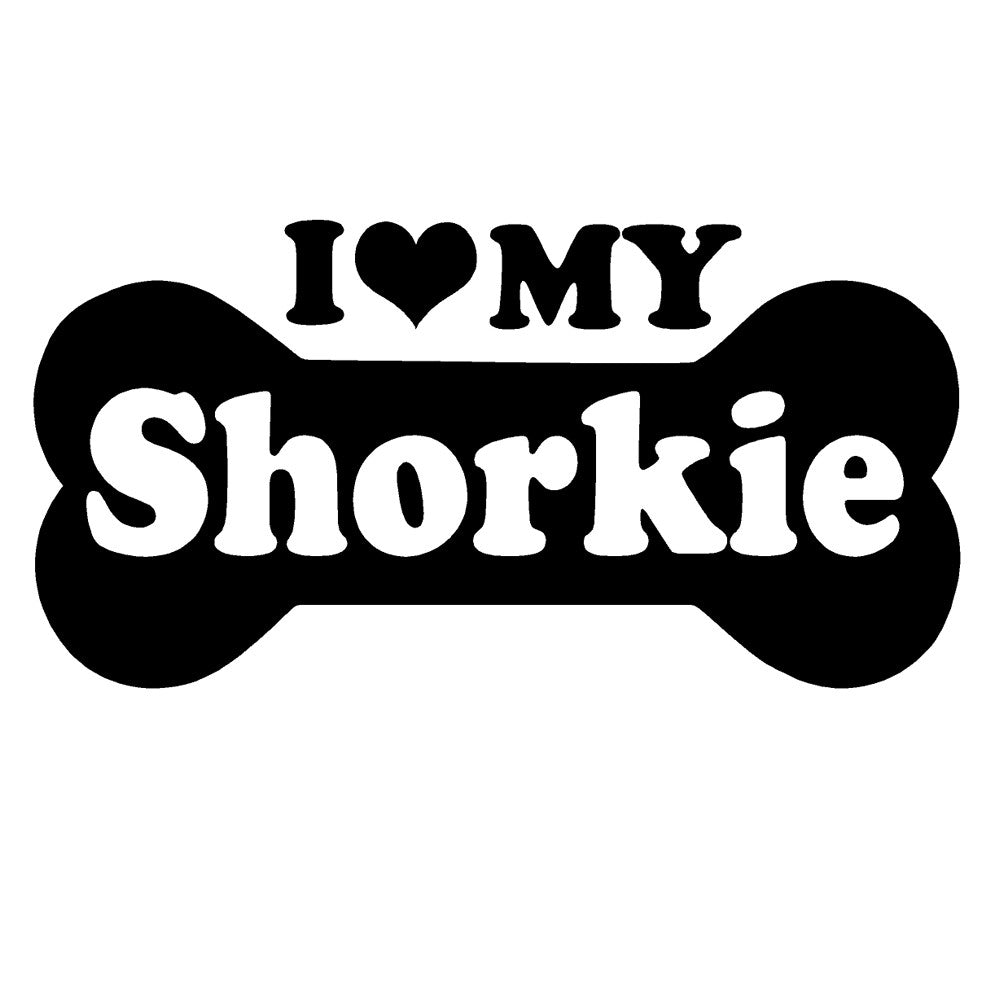 i love my shorkie bone single color transfer type decal
