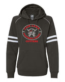 flfa black ja women's varsity fleece piped hooded sweatshirt - 8645  w/ flfa cutters cheer logo on front