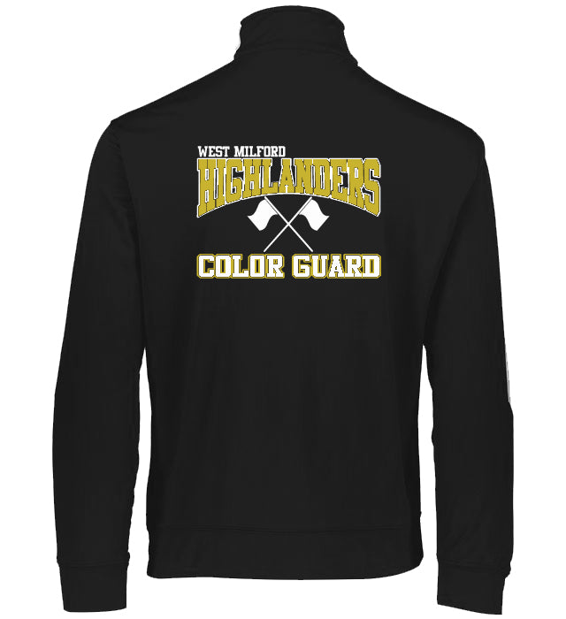 wm highlanders color guard black & vegas gold medalist jacket 2.0 w/ 2 color logo on back.