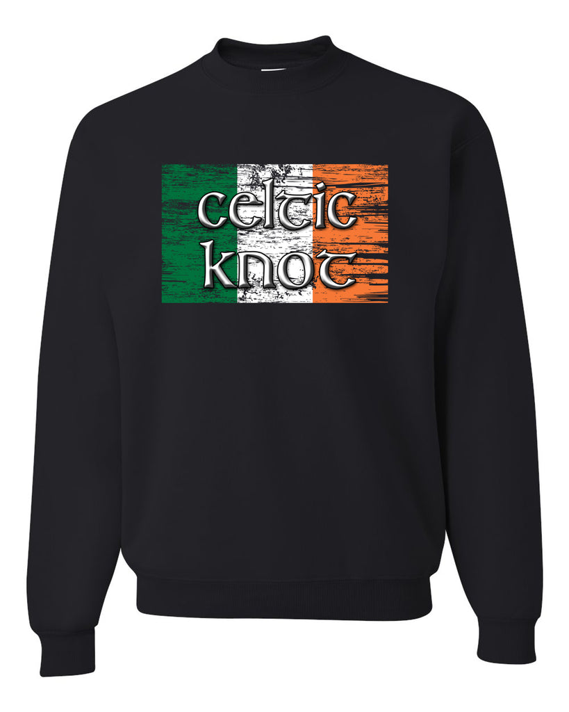 celtic knot black jerzees - nublend® crewneck sweatshirt - 562mr w/ full color flag design on front