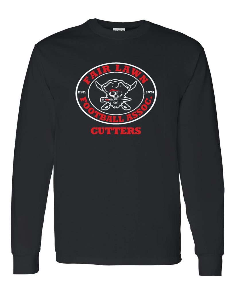 flfa black jerzees - dri-power® long sleeve 50/50 t-shirt - 29lsr w/ flfa cheer/football logo on front