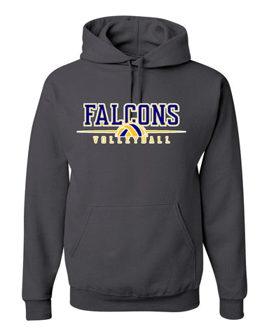 JTHS Volleyball Sport Gray JERZEES - NuBlend® Hooded Sweatshirt - 996MR w/ Falcons Volleyball V3 Logo on Front
