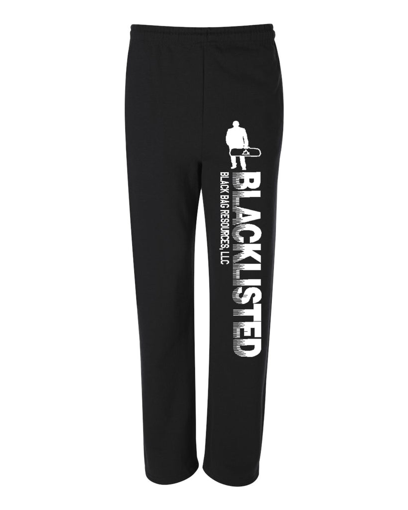 black bag black jerzees - nublend® sweatpants - 974mpr w/ blacklisted down leg.
