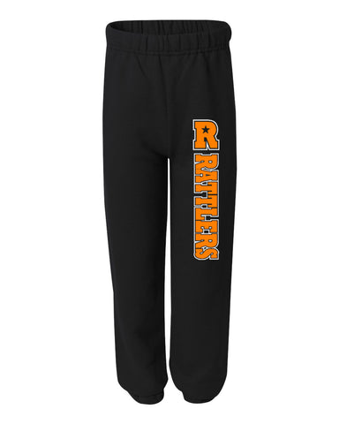 Ringwood Rattlers Black JERZEES - Dri-Power® Long Sleeve 50/50 T-Shirt - 29LSR w/ 2 Color Rattlers Cheerleading Bow Design on Front