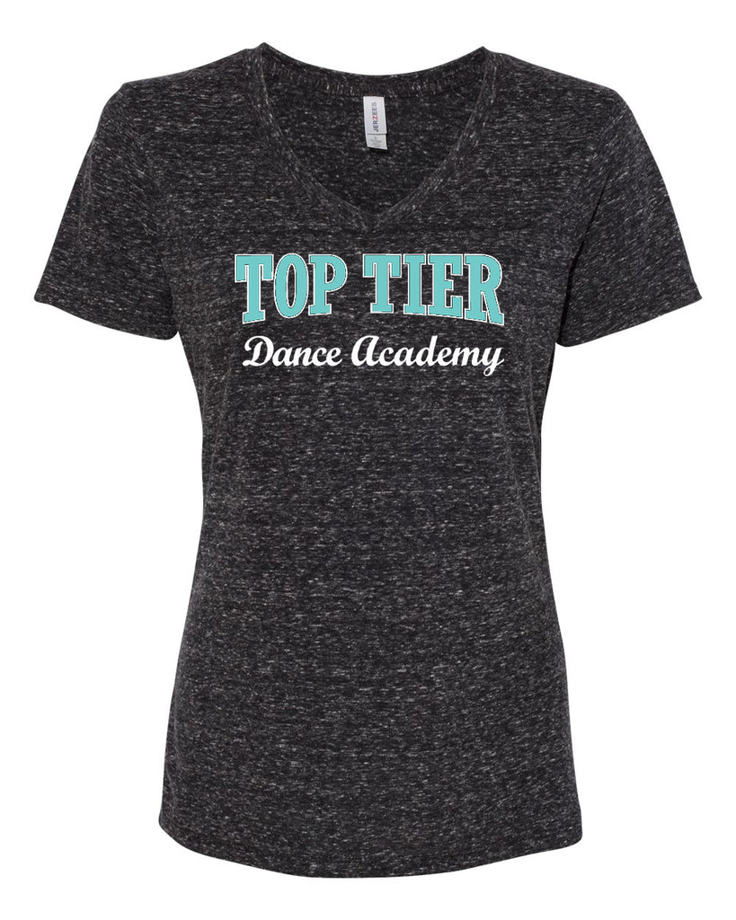 top tier dance black jerzees - women's snow heather jersey v-neck - 88wvr w/ top tier dance academy logo on front