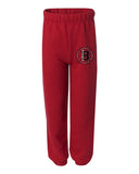 bloomingdale pta red jerzees - nublend® sweatpants - 973br w/ varsity b on hip.