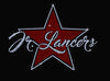 jr lancers competition cheer heavy cotton black shirt w/ spangle star design on front.