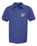 peter cooper royal short sleeve jerzees - spotshield™ 50/50 polo sport shirt - 437yr - w/logo embroidered on left chest