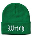 witch embroidered cuffed beanie hat