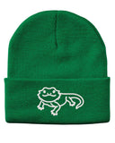 cute bearded dragon embroidered cuffed beanie hat