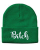 bitch embroidered cuffed beanie hat