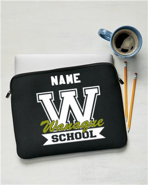 Wanaque School Black 10 Ounce Gusseted Cotton Canvas Tote w/ Wanaque School "W" Logo on Front.