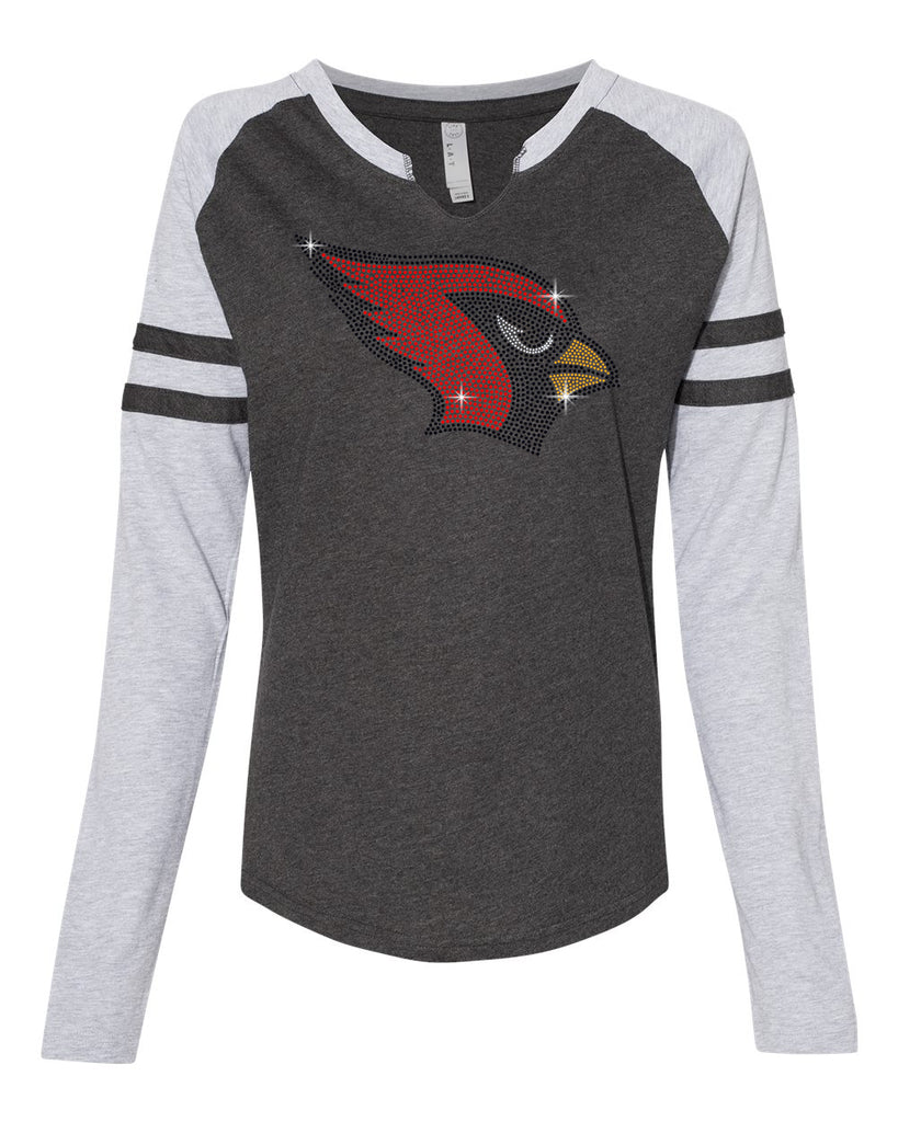 Westwood Cardinals Women's Fine Jersey Mash Up Long Sleeve T-Shirt