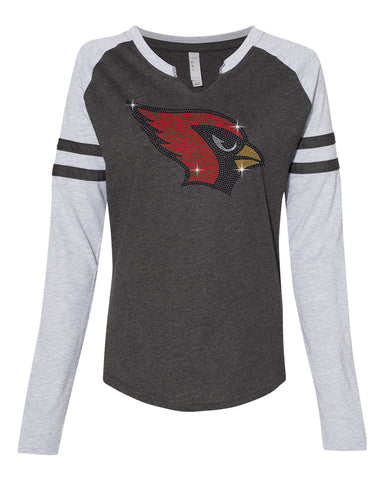 Westwood Cardinals Black 100% Cotton Long Sleeve Tee w/ Angry Bird Cardinal Design