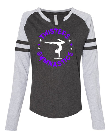 Twisters Gymnastics 100% Cotton Long Sleeve Tee w/ Gymnastics Mom Spangle Design