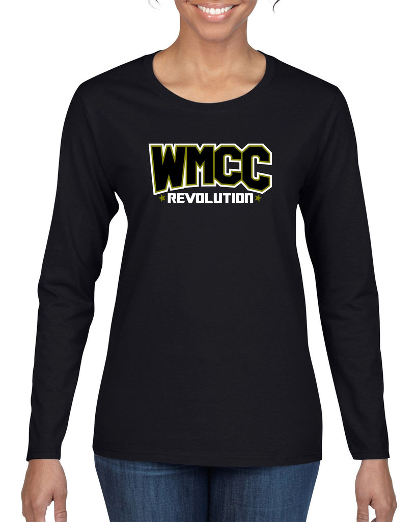wmcc black long sleeve tee w/ wmcc logo on front & mom on back.
