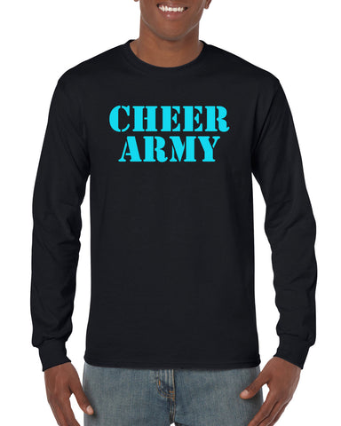 Cheer Army Black Sports Bra w/ White CA4L Logo on Front.