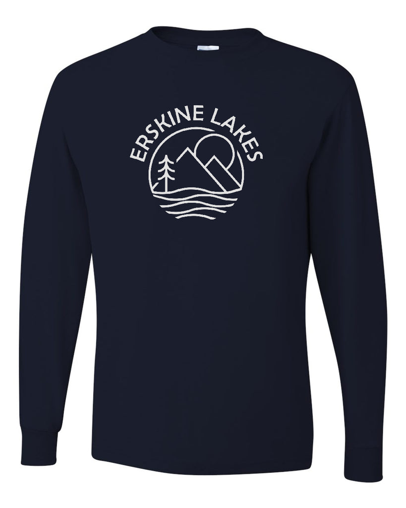 Erskine Lakes JERZEES - Dri-Power® Long Sleeve 50/50 T-Shirt - 29LSR w/ Erskine Lakes Design on Front.