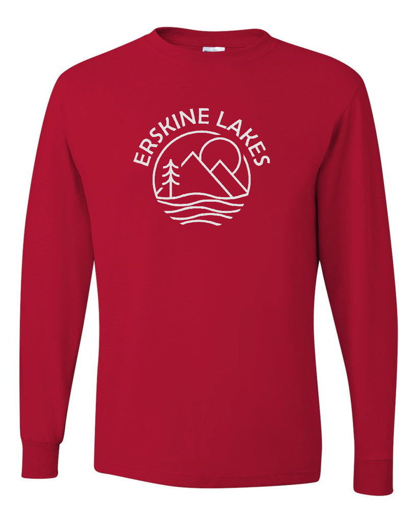 Erskine Lakes JERZEES - Dri-Power® Long Sleeve 50/50 T-Shirt - 29LSR w/ Erskine Lakes Design on Front.