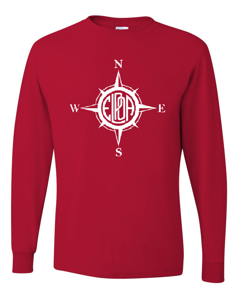Erskine Lakes JERZEES - Dri-Power® Long Sleeve 50/50 T-Shirt - 29LSR w/ Compass Design on Front.