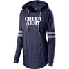 cheer army navy as ladies hooded lowkey pullover w/ cheer army stencil logo on front.