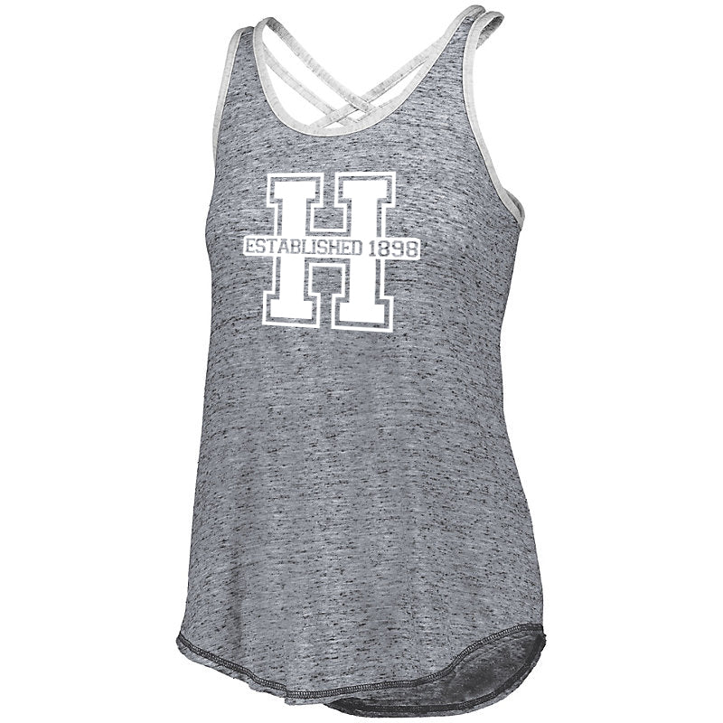 hopatcong ladies black/silver advocate tank w/ hopatcong "h" logo design on front.