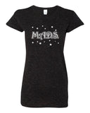 mads black glitter crew t-shirt w/ mads stars design on front.