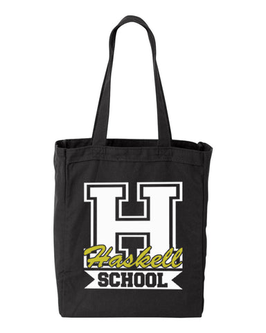 HASKELL School Heavy Cotton Black Short Sleeve Tee w/ HASKELL School "H" Logo on Front.