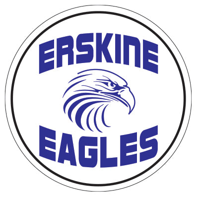 Erskine School Royal/Gray - Heavy Cotton™ Raglan Three-Quarter Sleeve T-Shirt - 5700 - w/ Logo Design 1 on Front.