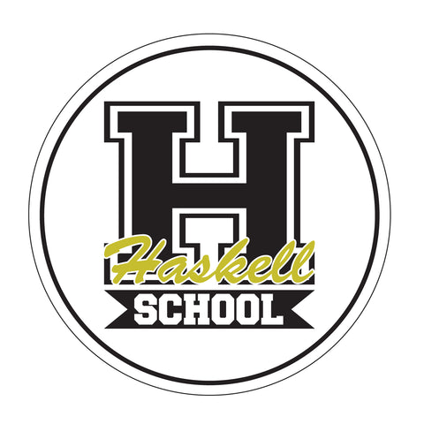 HASKELL School Cyclone Tye Dye Short Sleeve Tee w/ HASKELL School "H" Logo on Front.