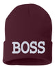 boss embroidered cuffed beanie hat