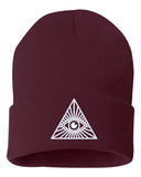 all seeing eye embroidered cuffed beanie hat