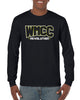 wmcc black long sleeve tee w/ wmcc logo in 2 color print (non-glitter) on front.
