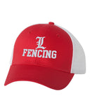 Lakeland Fencing Red & White Mesh-Back Trucker Cap - VC400 with White Embroidery