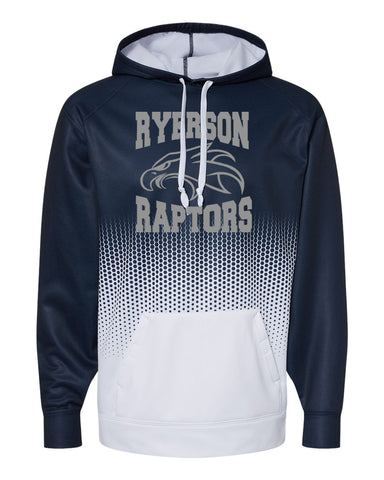 Ryerson School Navy Long Sleeve Tee w/ Logo Design 1 on Front