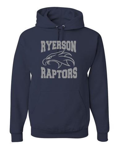Ryerson School Sport Gray Short Sleeve Tee w/ Logo Design 1 on Front