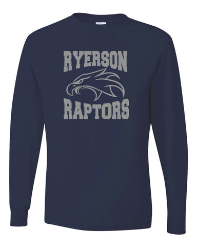 Ryerson School Navy Heavy Blend™ Full-Zip Hooded Sweatshirt - 18600 w/ Embroidered Logo.