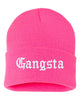 gangsta embroidered cuffed beanie hat