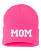 mom embroidered cuffed beanie hat