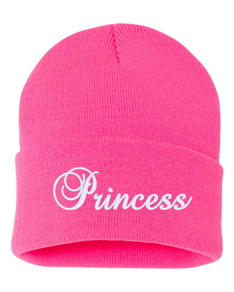 princess embroidered cuffed beanie hat