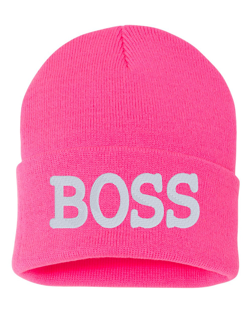 BOSS Embroidered Cuffed Beanie Hat & ShirtMama – StickerDad