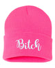 bitch embroidered cuffed beanie hat