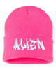 alien embroidered cuffed beanie hat